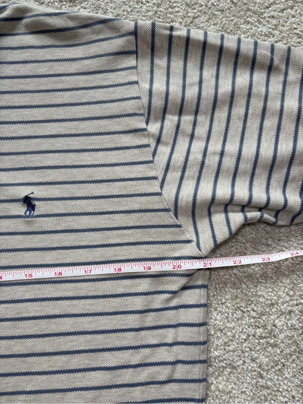Polo Ralph Lauren Men’s Striped Polo Shirt Blue & Cream 100% Cotton M